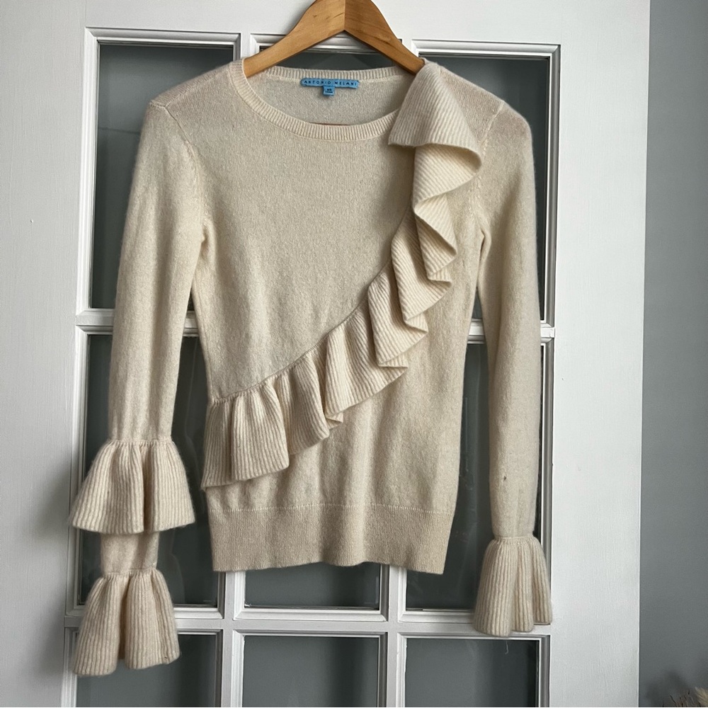 ANTONIO MELANI Cream Ruffle Sweater